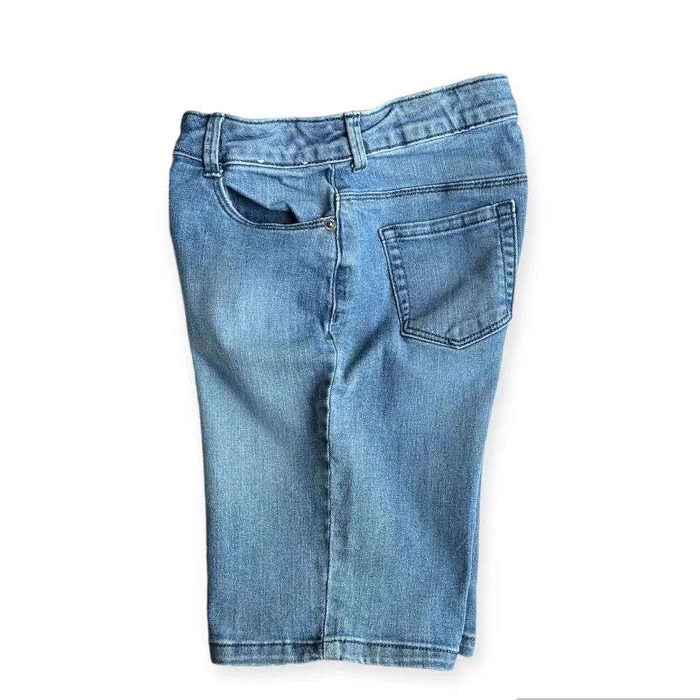 Gymboree Girls Size 12 Bermuda Shorts Medium Wash 9” Adjustable Waist Stretch